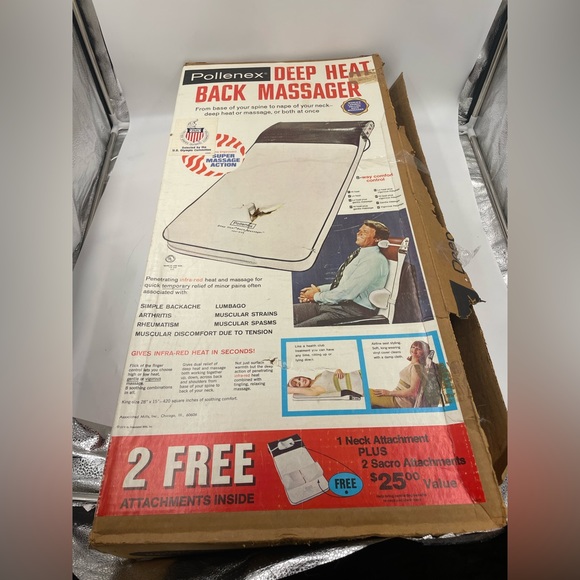 VINTAGE POLLENEX DEEP HEAT BACK MASSAGER w/ATTACHMENTS - Picture 1 of 8